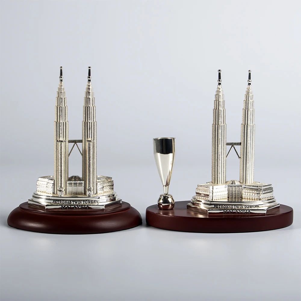 Custom World Famous Architecture Notre Dame Triumphal Arch Paris Louvre Dubai Burj Kalifa Metal 3d Miniature Building Model