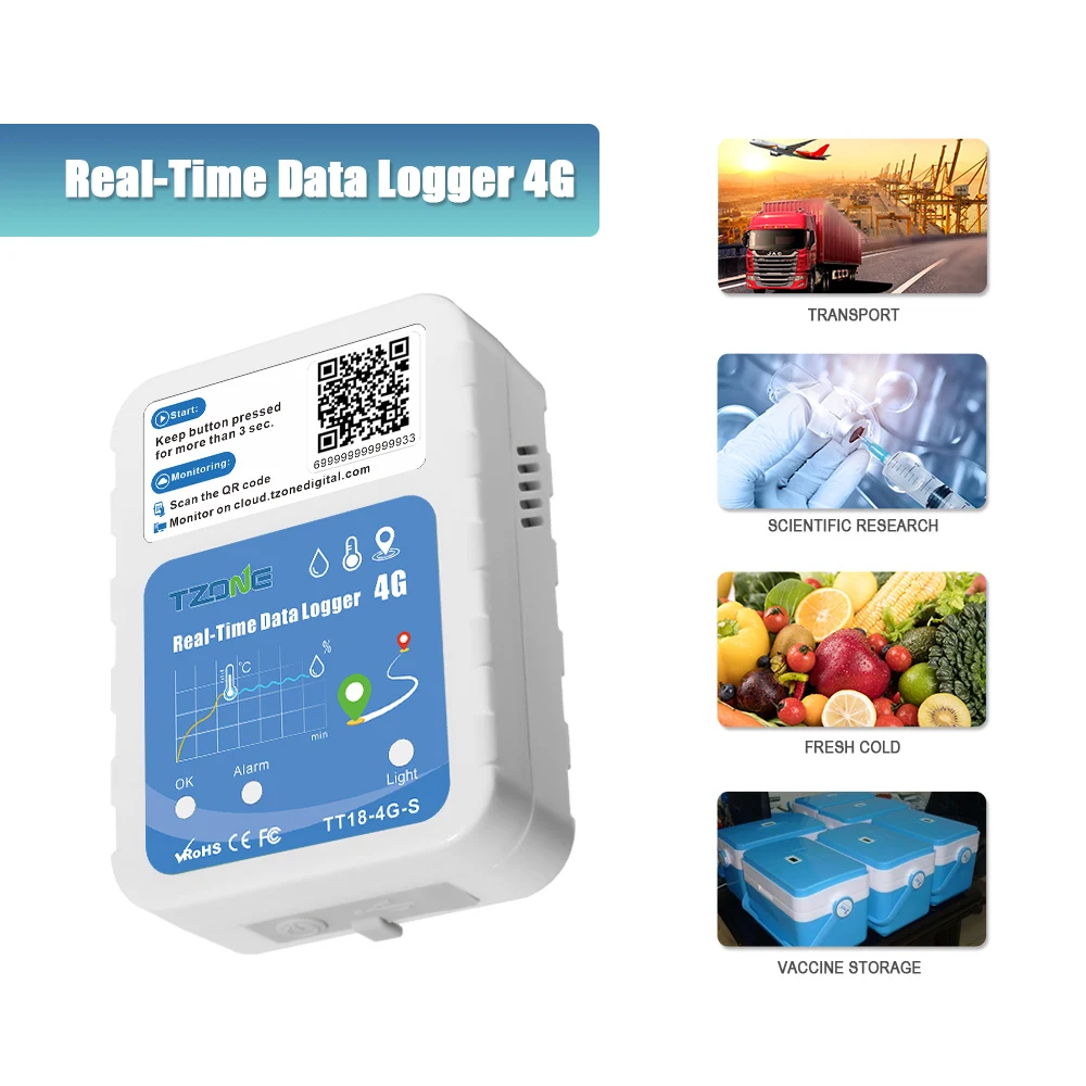 Real Time 4G Sensor for Cold Chain Temperature Humidity Location Monitoring