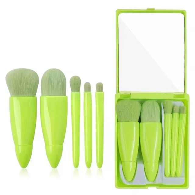 Portable Animal Hair Makeup Brushes Contour Blush Highlighter Eyeshadow Blend Makeup Brush Set With PU Bag