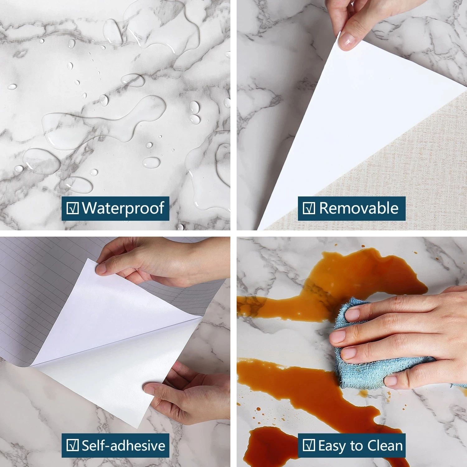 Udk Waterproof Pvc Self Adhesive Marble Decorative Wallpaper For