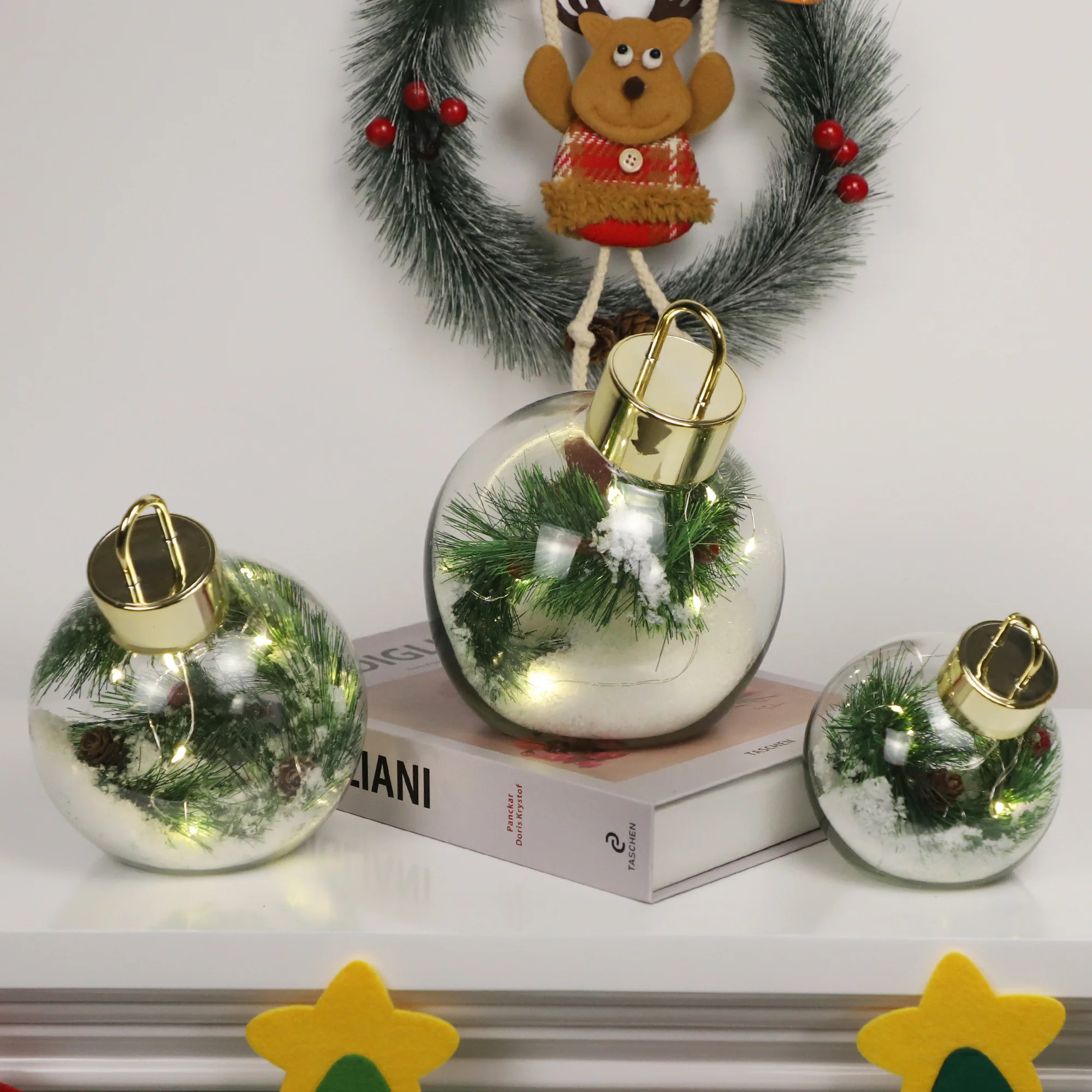 Wholesale Christmas Glowing Transparent Big Ball Ornament Christmas Tree Baubles Battery Operated Safety Festival Home Decor details