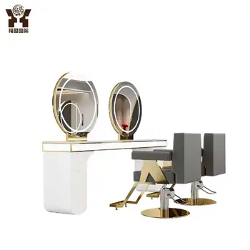 Hairdresser mirror table with light barbershop hairdressing ironing and dyeing area mirror cabinet one hair salon dedicated