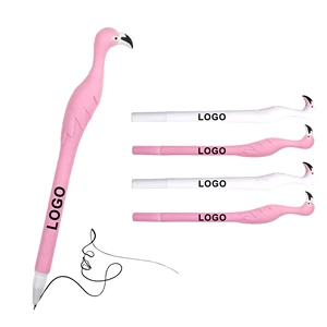 High Quality Customized Logo Printed Shaped Flamingo Promotional Gel Pen for Plastic Children's Gifts
