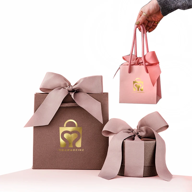 Small Size Custom Manufacturer Luxury Paper Shopping Bag Gift Jewelry Packaging Ribbon Paper Bags With Your Own Logo