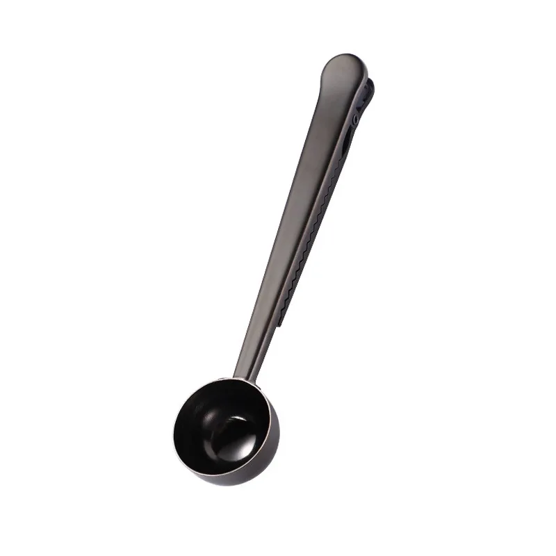 Golden Multifunction Measuring Spoon Metal Milk Powder Coffee Scoop Stainless Steel Coffee Spoon With Bag Clip for Coffee Tea