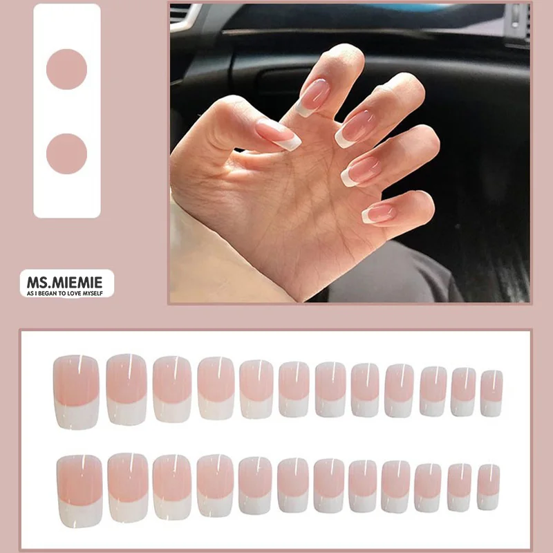 Ms.Miemie 24-Piece ABS French Short Nails Nail Wholesale Wholesale Press on Nails