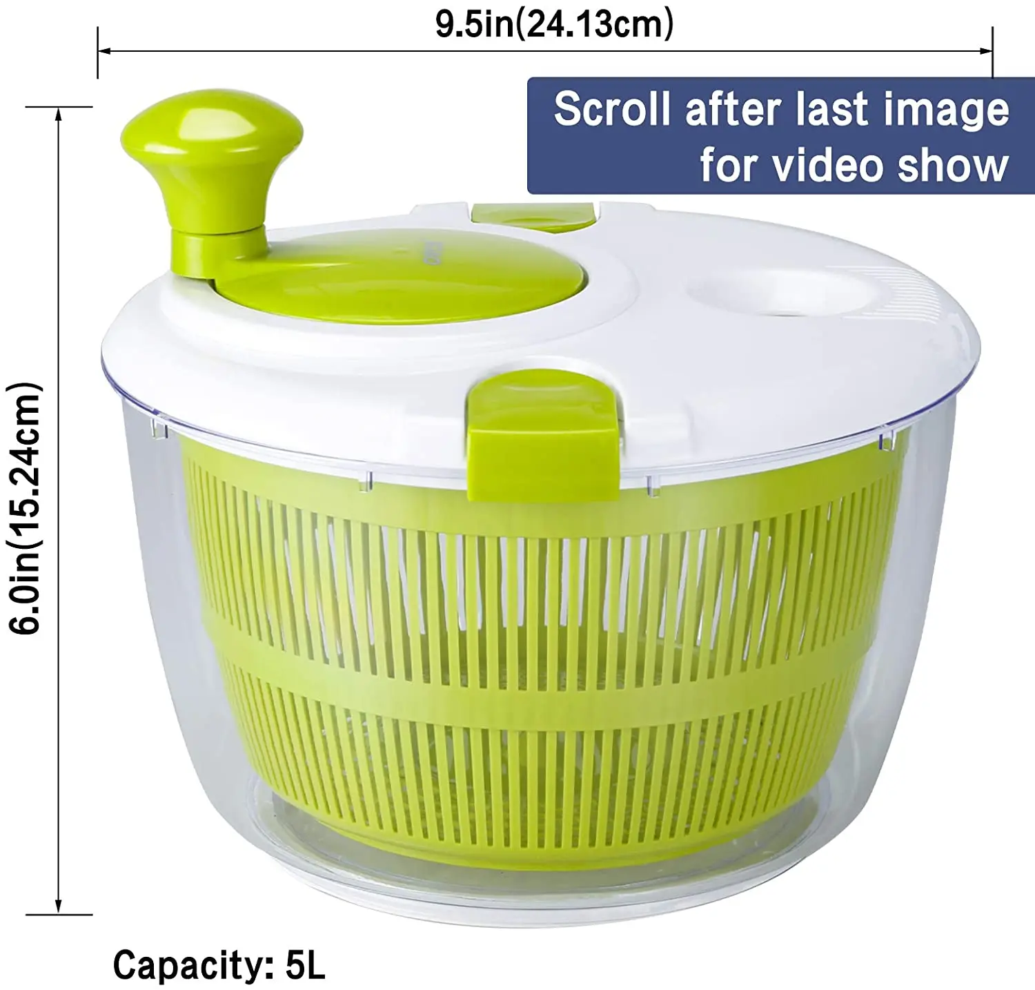 High Quality Hand Operated Large Salad Spinner Colander Kitchen ...