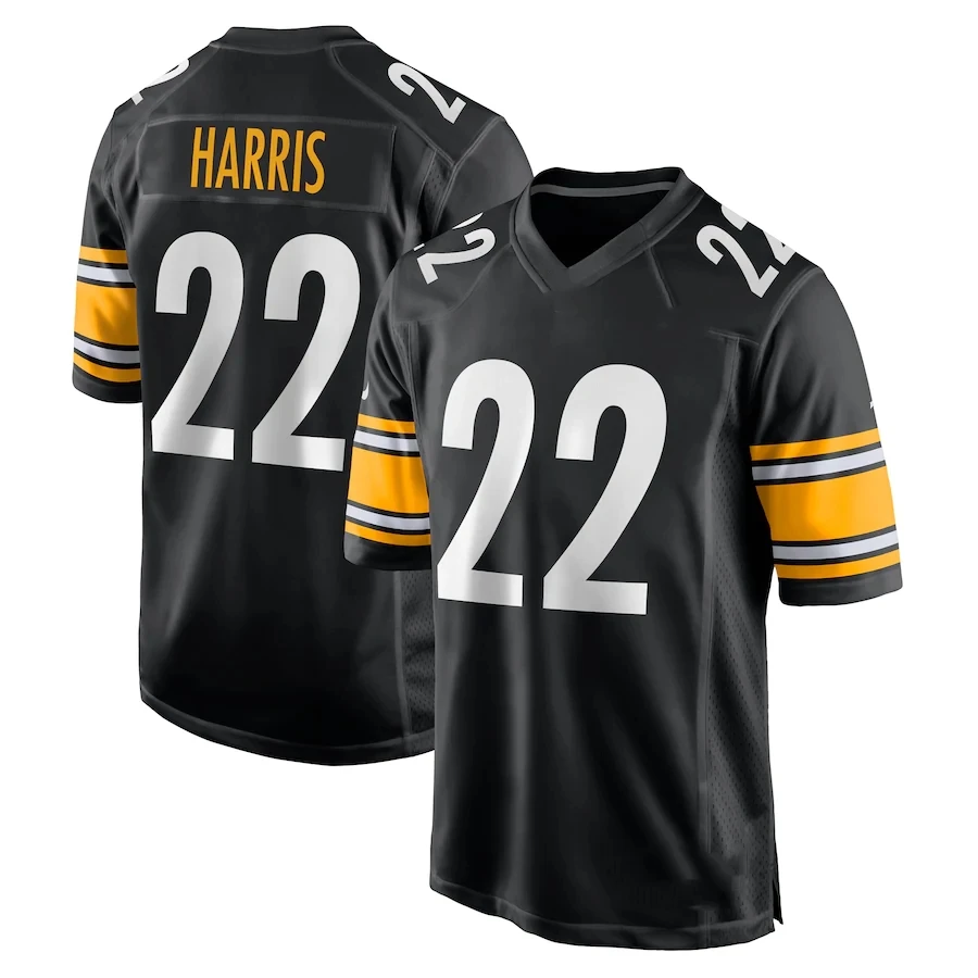 Custom Pittsburgh City Team Club Uniform Stitched American Football Jersey Steeler Black Game 22 Harris 90 Watt 11 Claypool