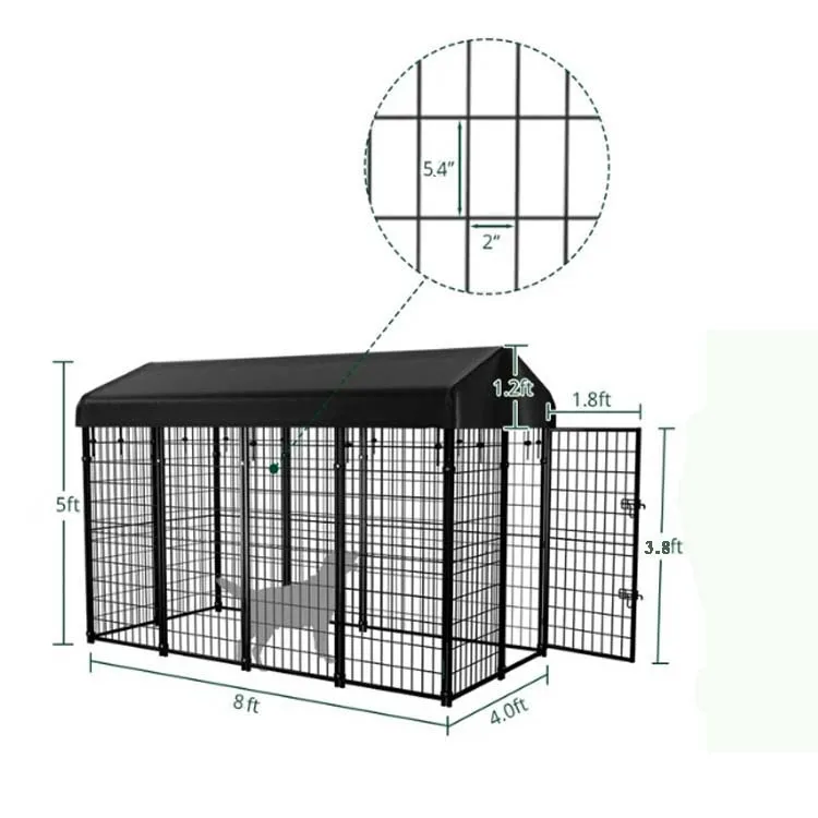 LEBERI 8x4x6 FT Outdoor Dog Kennel For Large Dogs, Heavy - Main Image