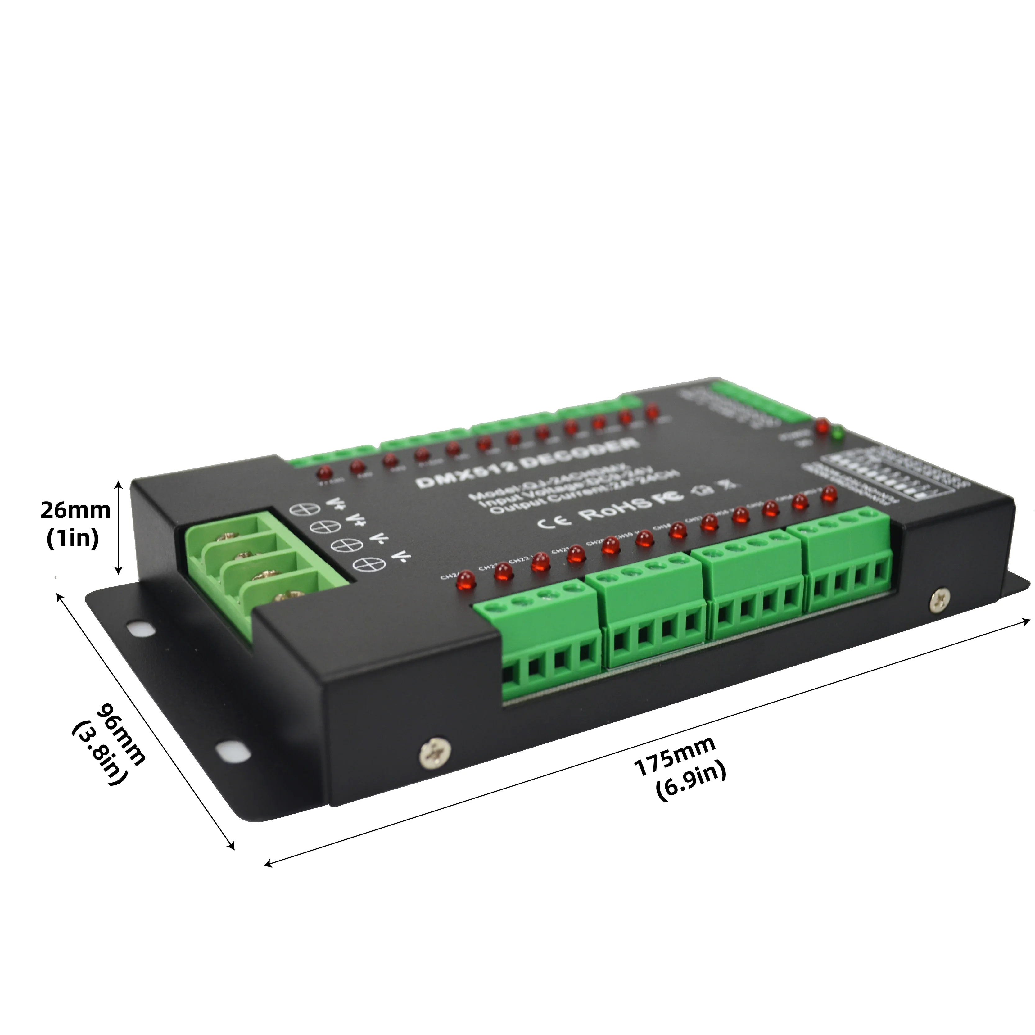 24 Channel RGB DMX512 LED Decoder with Indicator Light Control Single or RGB Lamps for Adversting Module