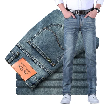 New Design Jeans Men Regular Denim Jeans For Male Stretch Trousers Blue Ripped Pants Elastic High Quality Brand Slim Jeans