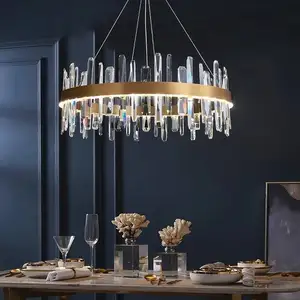 High Quality Chandelier Circle Rings Hotel Modern Dining Luxury Led Crystal Pendant Lights