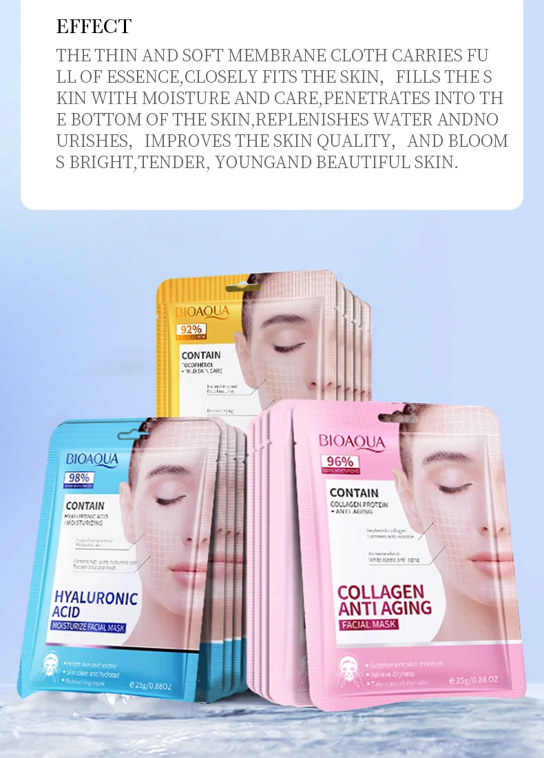 Beauty Product BIOAQUA Private Label Korean Skin Care Facial Mask Whitening and Moisturizing Hyaluronic Acid Sheet Mask