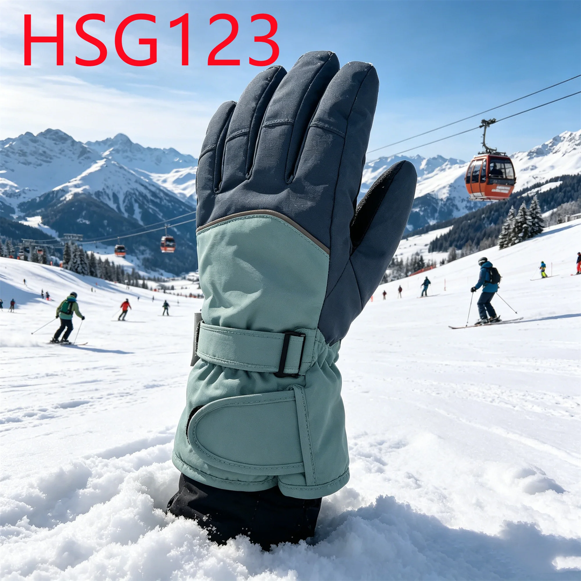 HY,Multi Colors Available Windproof&Cold Resistant Winter Gloves Adjustable Windproof Cuff Long-lasting Warmth Ski Gloves HSG123