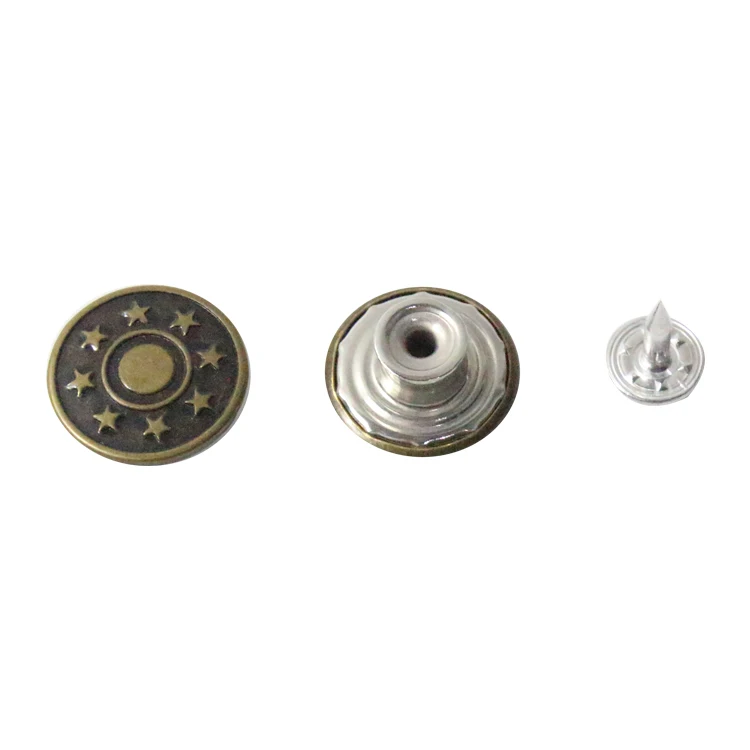 Custom Logo Durable Shank Remove Denim Jeans Buttons Denim Brass Metal Jacket Tack Jeans Buttons