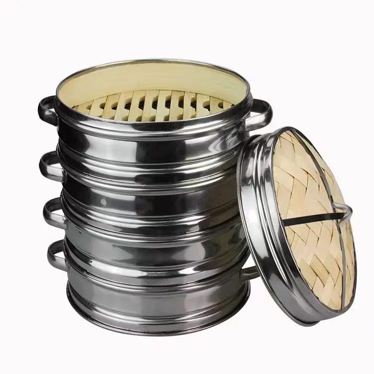 Custom 10 Inches Bamboo Steamer With Stainless Steel,High Quality