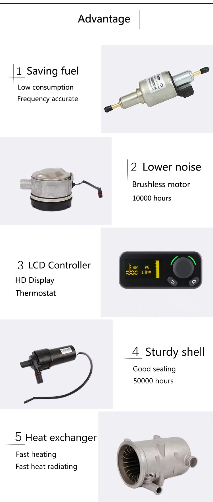 LCD Display Thermostat for Heating Fuel 9kw 12v Gasoline Water Liquid Parking Heater for Truck Bus Boat   