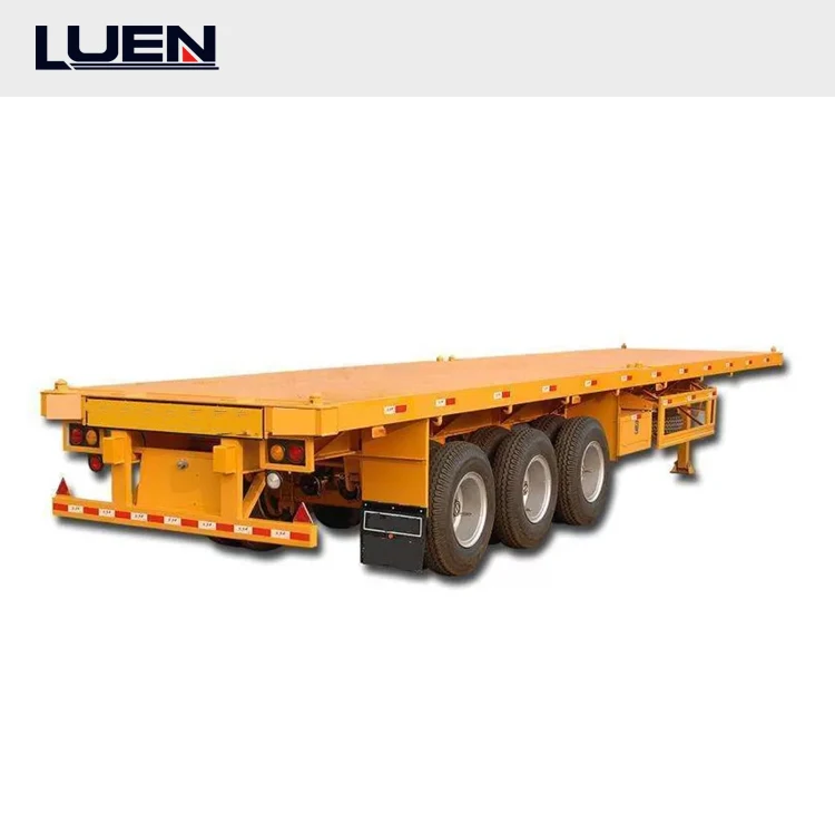 LUEN Tripple axle  40ft container carrier  platform semi truck flatbed trailer for sale