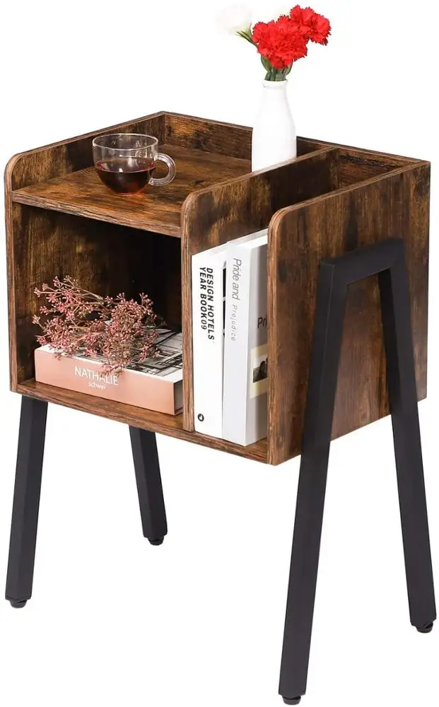 Factory Direct Stackable End Side Table With Vertical Storage for Bedroom