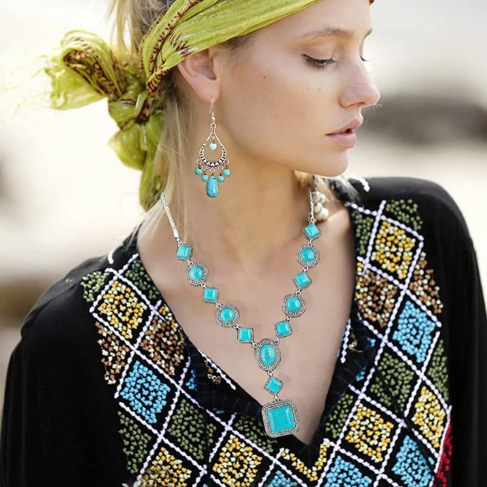 Wholesale Western Turquoise 3pcs Jewelry Set for Ladies