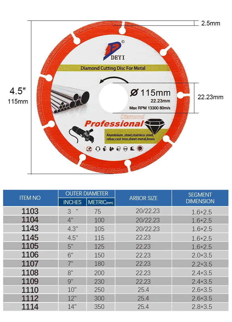 product high quality diamond disc cut off wheel for metal cutting hot press type saw blade compatible angle grinder oem customizable-15