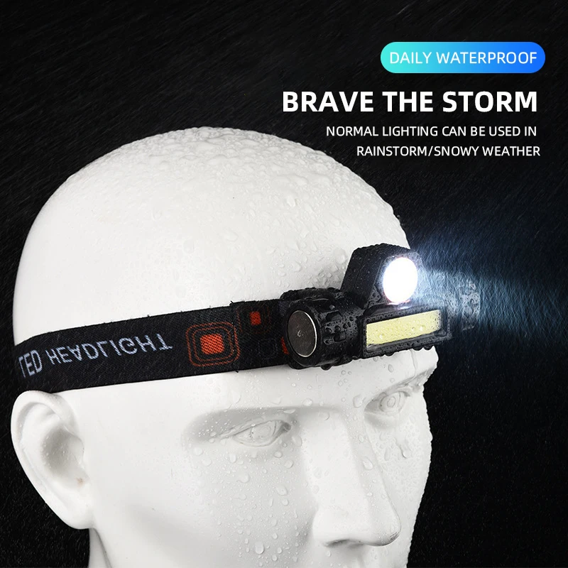 Rechargeable Magnetic comfort Super Bright Headlamp Removeable With XPE Spotlight COB Floodlight  Waterproof Camping Headlamp factory