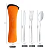 Juego de tres piezas de cuchillo, tenedor y cuchara de cuerpo ligero, color naranja