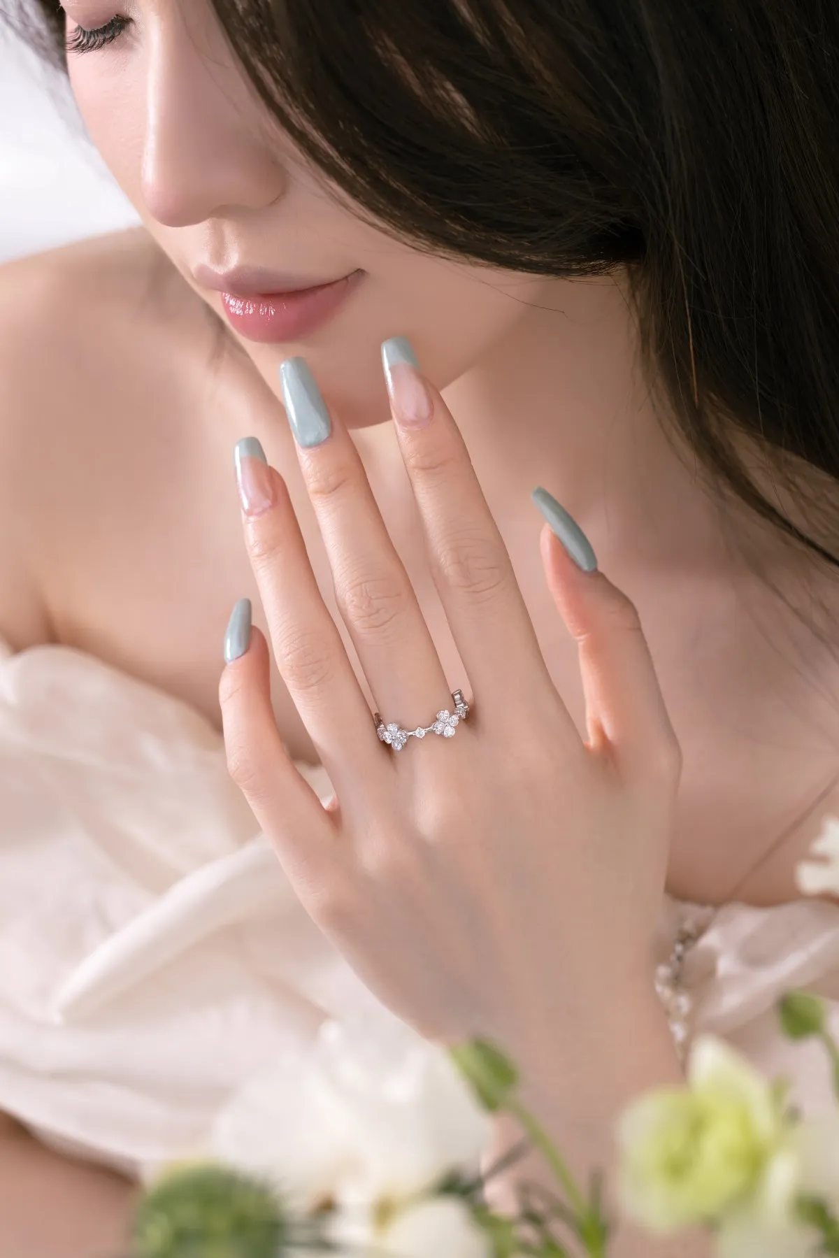 KAKODIY matte floral cross Cubic Zirconia ring 925 Sterling Silver jewelry fancy bridal ladies wedding ring detail 4