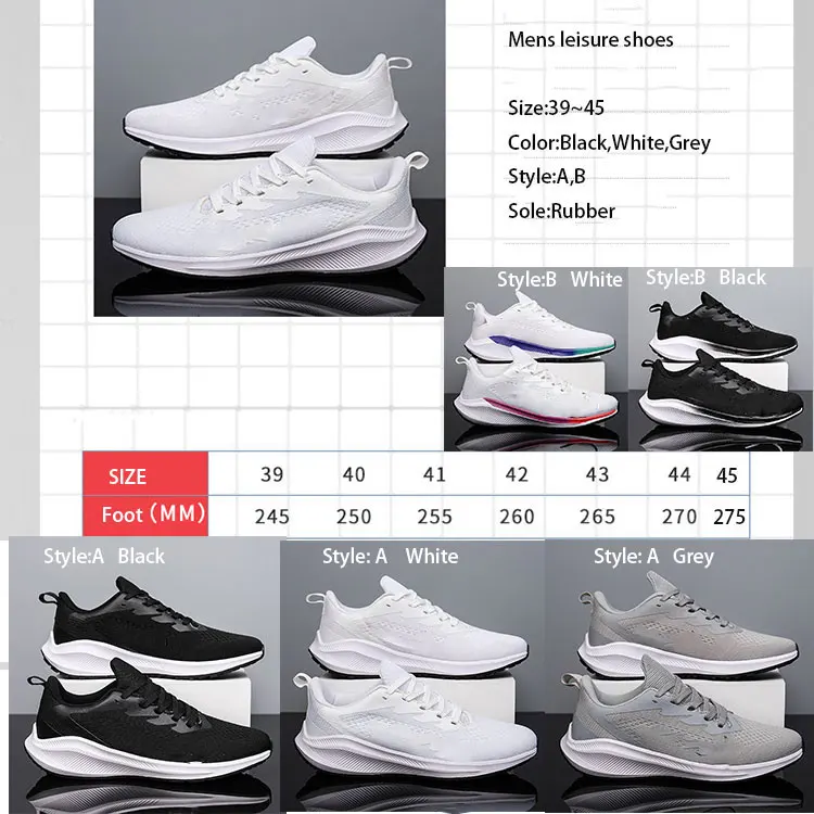 High Quality Grey Sports Men's Fashion Sneakers Custom Running Shoes