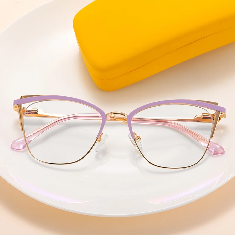 Purple Metal Cat Eye Glasses Frame For Women - Custom Logo Oem