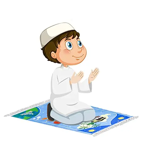 Cartoon Muslim Islamic Kids Prayer Mat Portable Prayer Mat Padded Kids ...