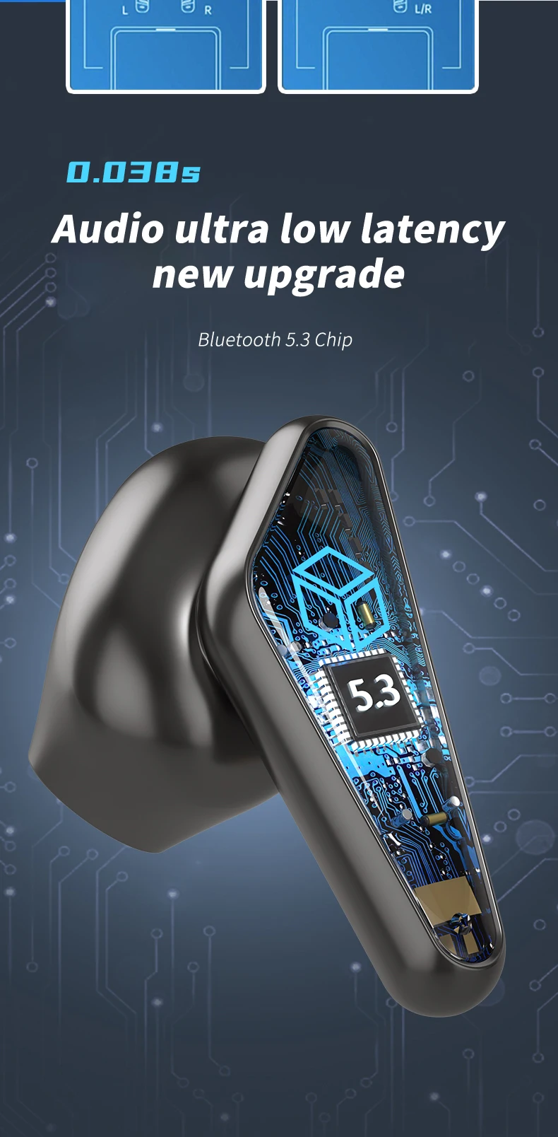 K66 Bluetooth Earphone Detachable Magic Cube Low Latency Gaming Earbuds Wireless Headphone Noise Reduction Professional Headset