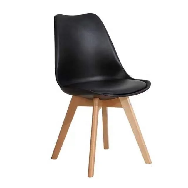 Современный обеденный стул тюльпан деревянные ножки полипропиленовое сиденье Полиуретановая подушка