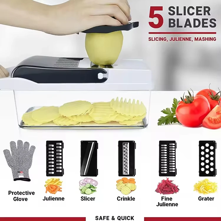Kitchen Vegetable Cutter Onion Chopper 26 in 1 Food Chopper Multifunctional Vegetable Chopper with Gloves
