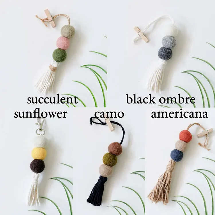 Aromatherapy Perfume Oil Car Diffuser Sublimation Blank Hanging Felt Material Wool Ball air Freshener