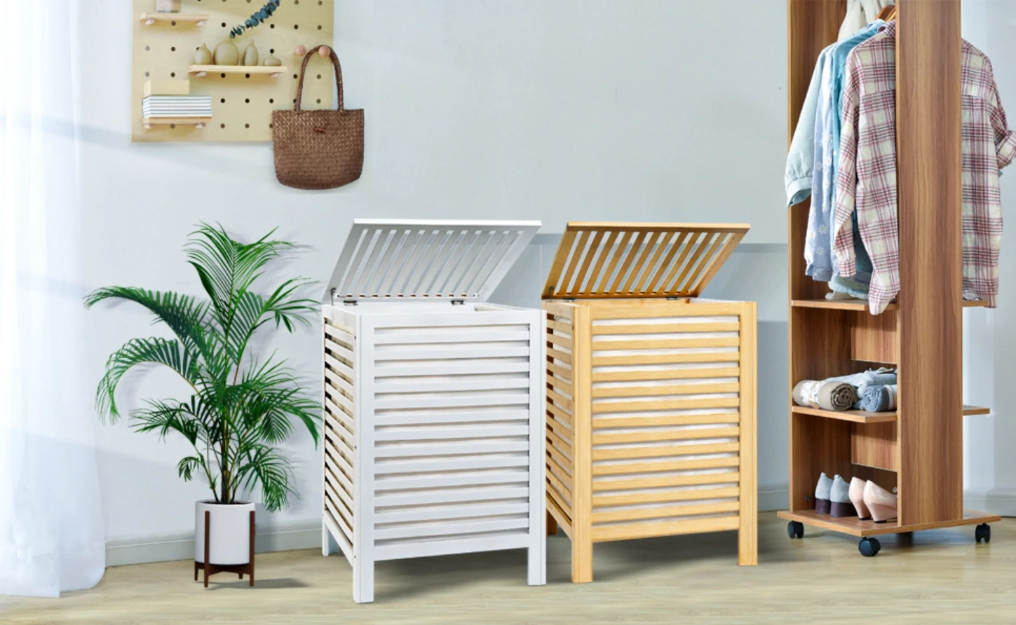 Bamboo Laundry Hamper With Lid With Removable Liner Bags 120l Large ...