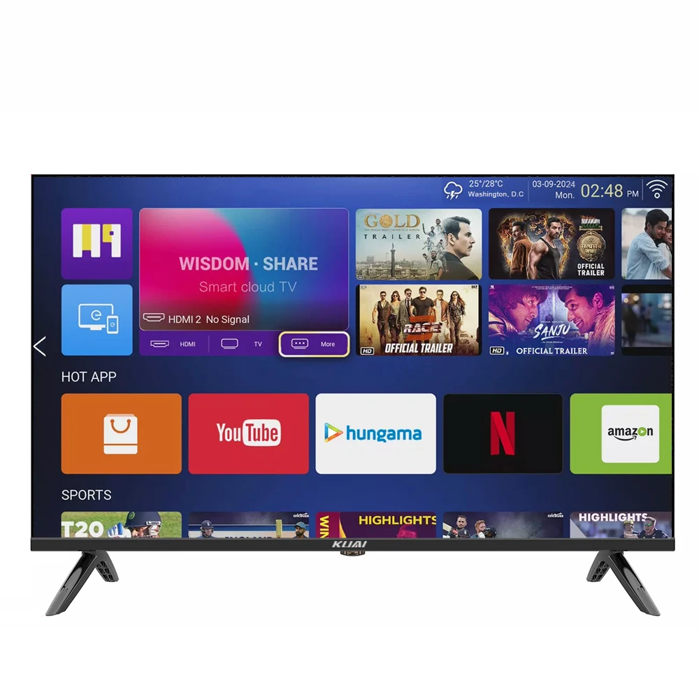 KUAI OEM Factory New Model Design 24 32 43 50 55 Inches 2K 4K HD Wifi Led Smart Tv Television Lcd Tv