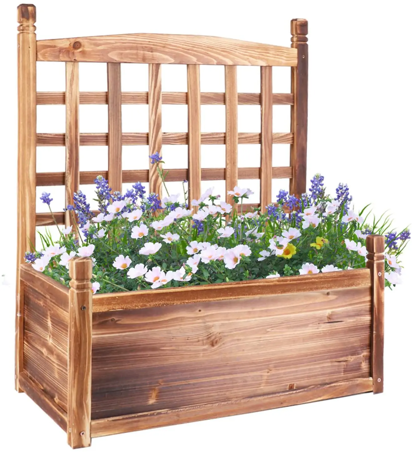 Outdoor Garden Bed Wood Planter Box Climbing Plants Flowers Container With Trellis For Balcony Yard Patio Lawn Buy Outdoor Garden Bed Wood Planter Box Climbing Plants Flowers Container With Trellis Plants Flowers Container