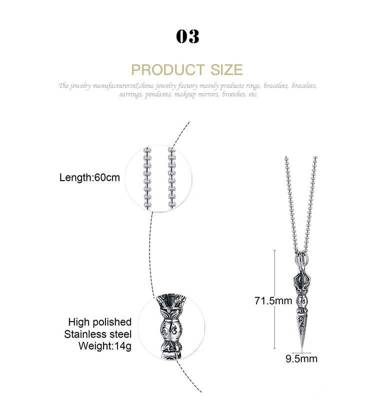 New Product Wholesale Vintage Titanium Steel Necklace Falling Magic Pestle Pendant Fashion Sweater Chain PN-1373