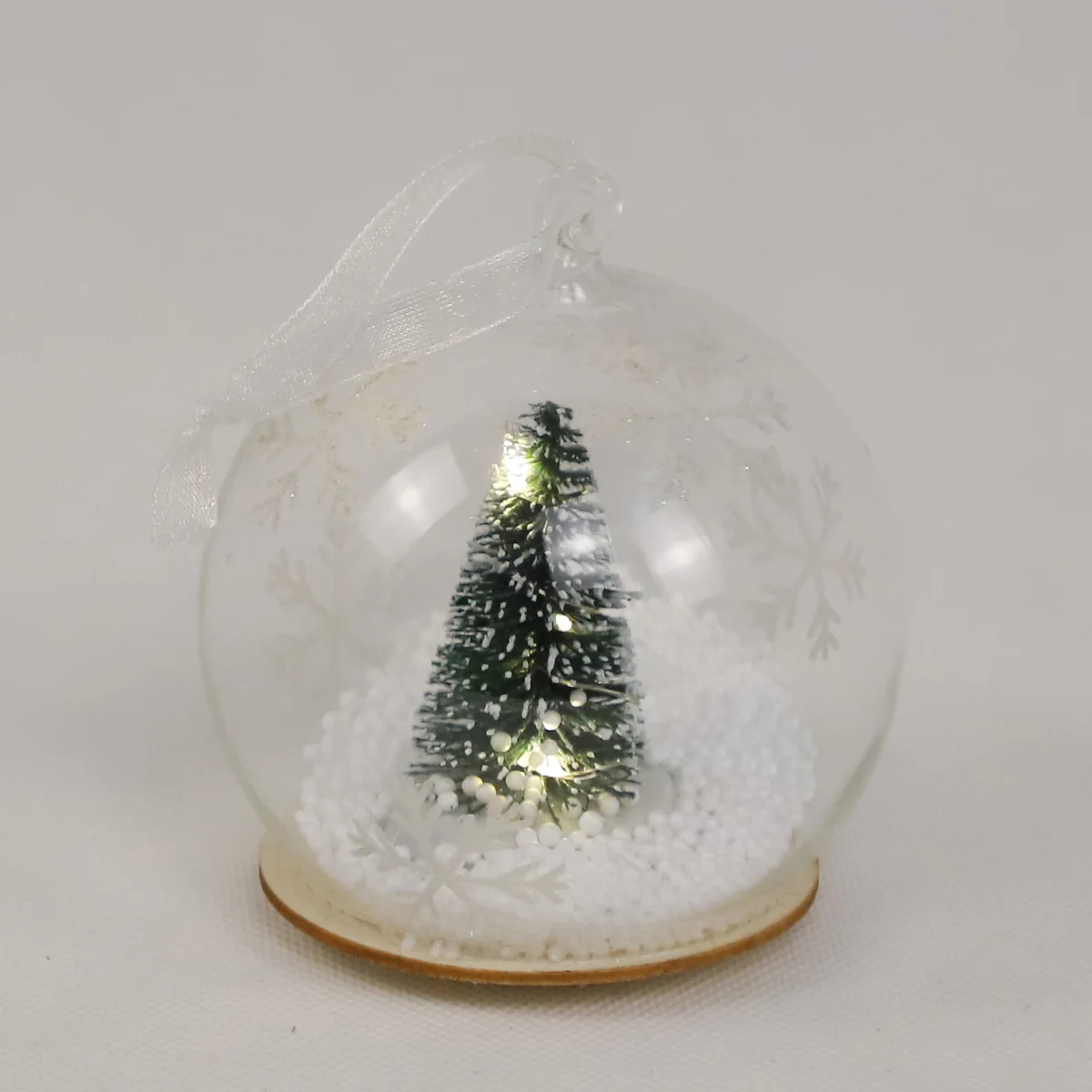 Personalised light up Christmas Tree Bauble Glass Transparent Festival Christmas Ornament Ball with wooden snowman inside details