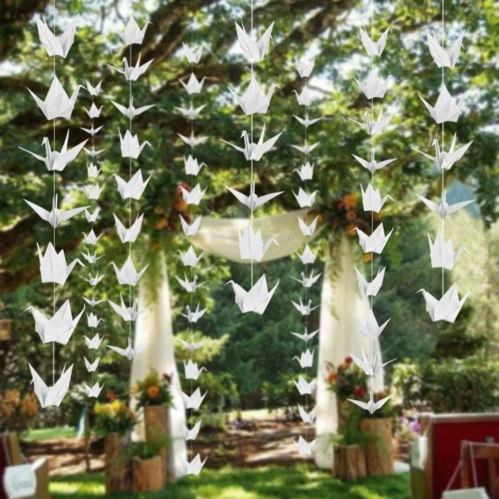 EASTTERN Handmade Origami Paper Crane Garlands for Bridal Shower Wedding Valentine's Day & Christmas Party Decorations