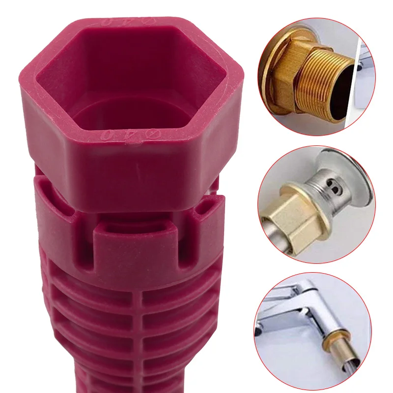 8-in-1 Multifunctional Faucet Wrench – Portable Plumbing Tool, ABS & Aluminum Alloy, Built-in Bubble Level, Red, For Sinks, Toilets & Kitchens