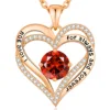 Collana in oro rosa con diamanti rossi