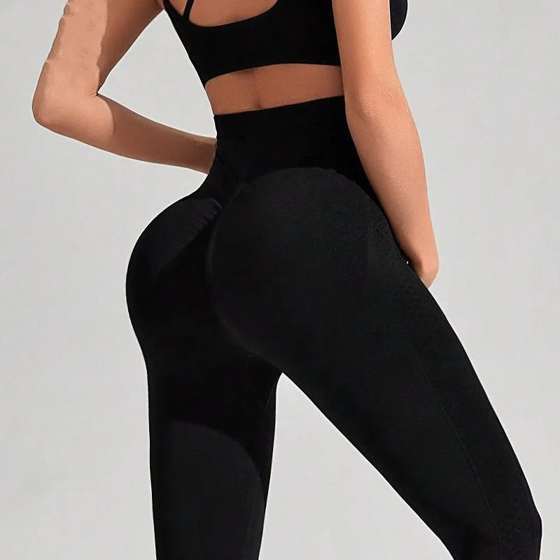 product 2024 customized logo womens crimping running maternity yoga wear seamless 2 piece yoga leggings gym workout wear-56