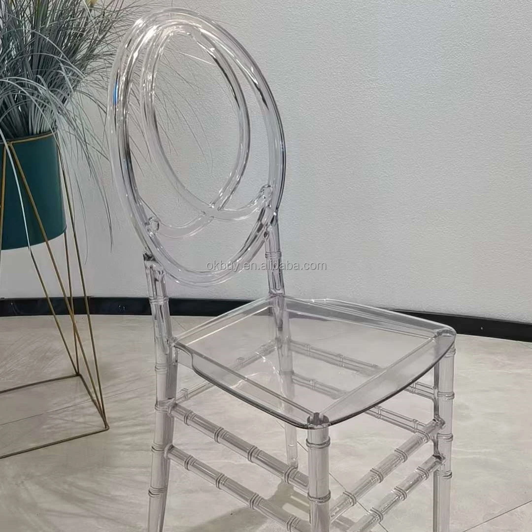 Wholesale Stackable Clear Transparent Resin Chiavari Chair White Plastic Acrylic Phoenix Napoleon Wedding Chair for Hotel Events