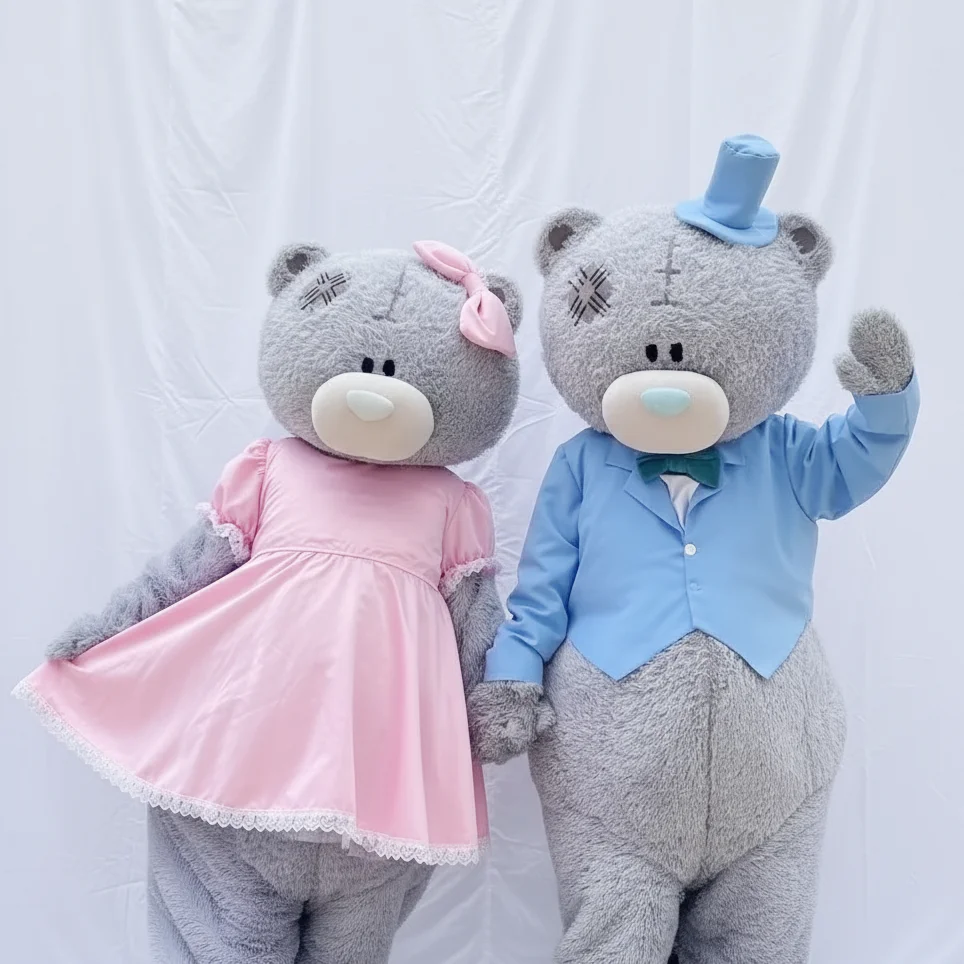 Hot Sale Designed Teddy Bear Cartoon Plush Mascot Costume Big Size Pink Dress Unisex for Adults Party Wedding Supplies