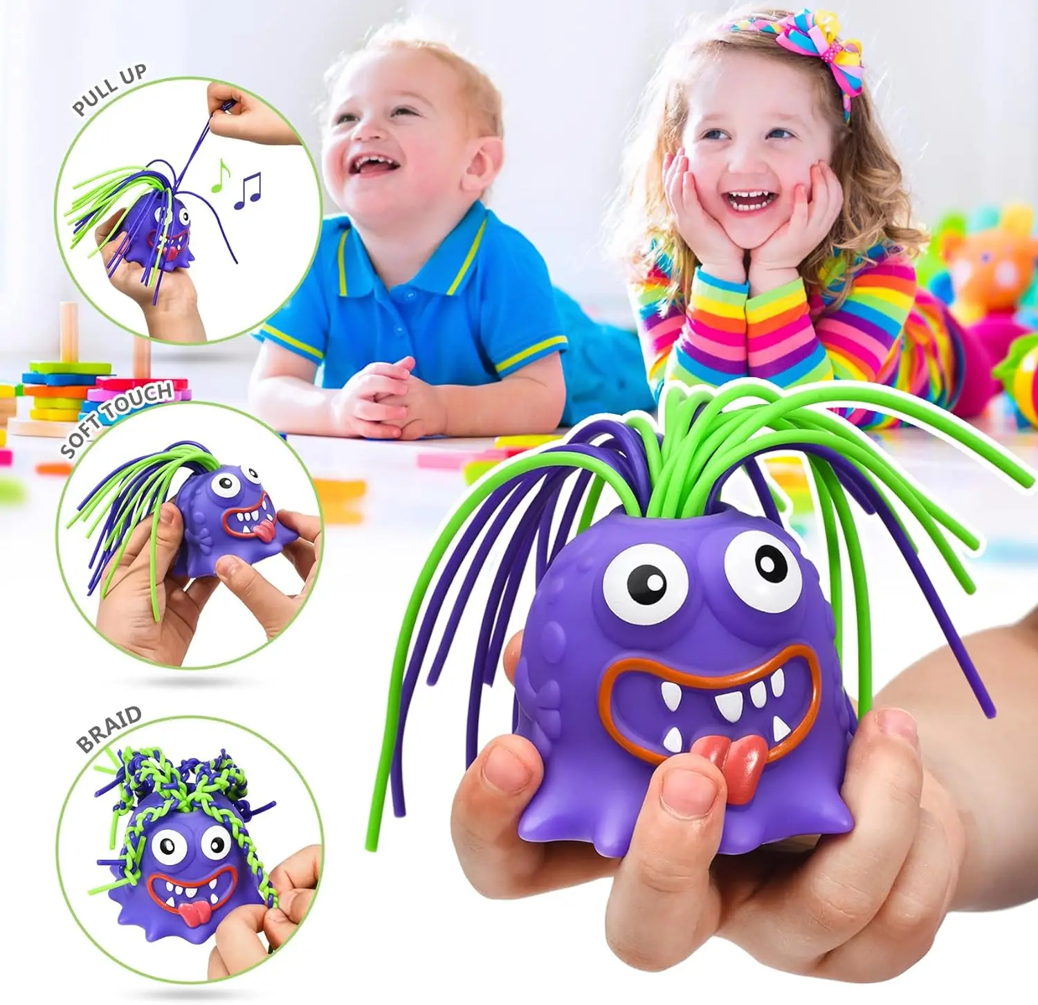 EPT Tiktok Hot Selling Funny Halloween Fidget Toys Screaming Hair Pulling  Monster Toys Pull Its Hair, image size:1500x1452