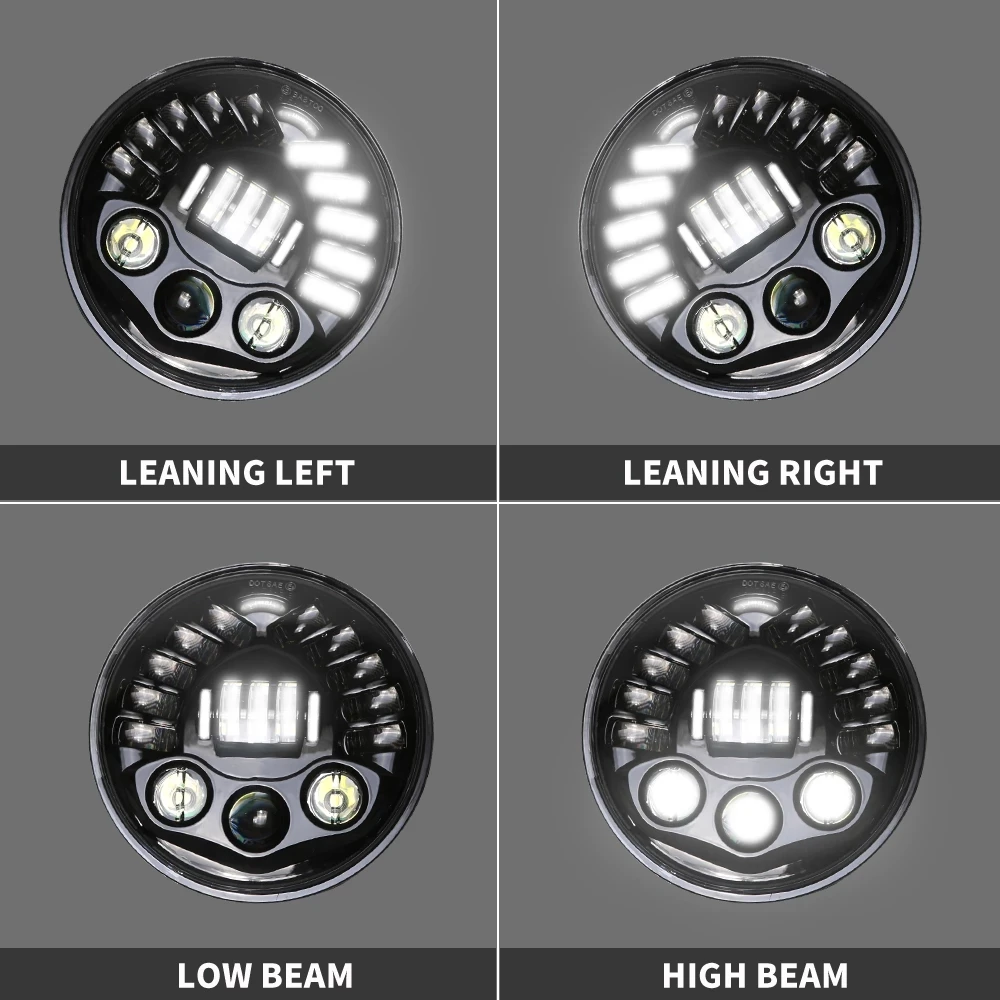 Мотоцикл 7 дюймов светодиодные фары 75 Вт совмещенный дальний/ближний свет Адаптивная светодиодная
