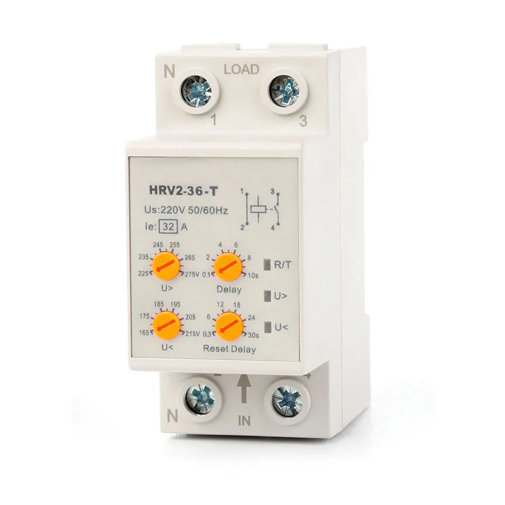 Keyren Voltage Protective 230V Adjustable Automatic Reconnect Over Voltage And Under Voltage Protection Relay 2P40A