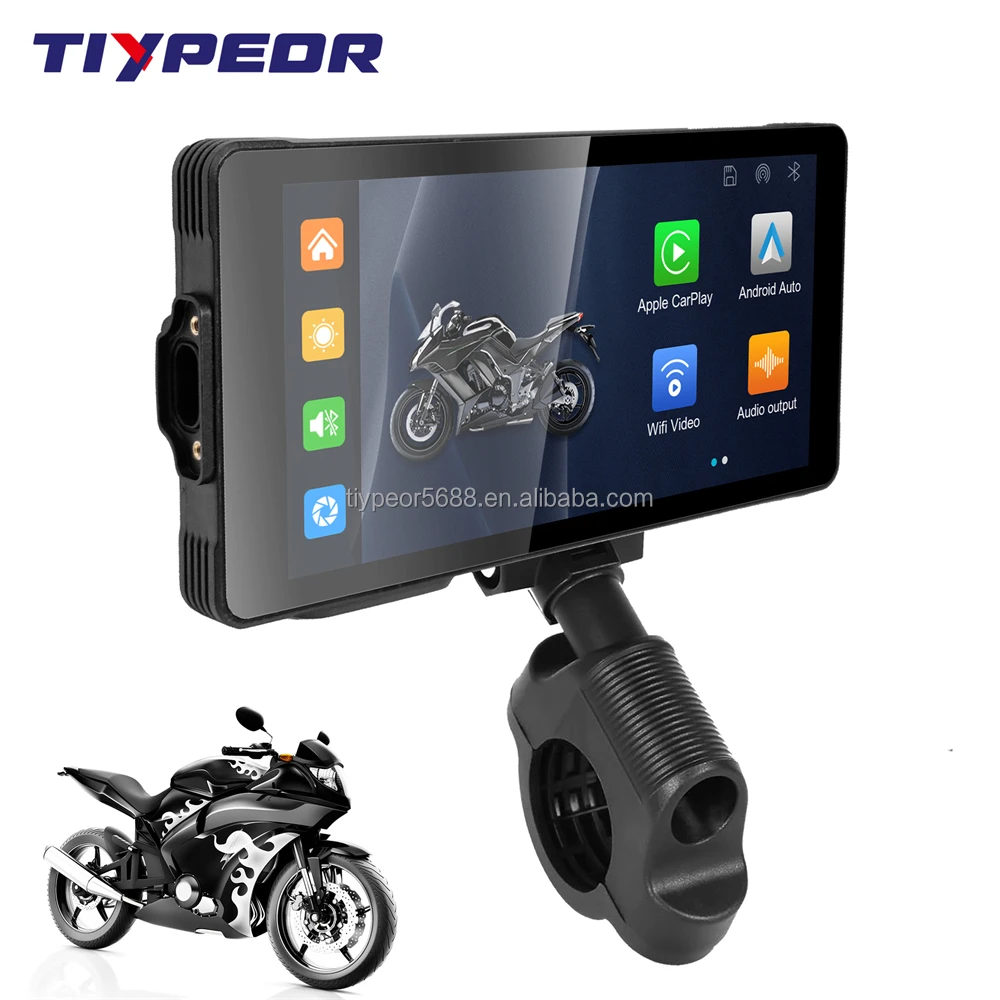 product tiypeor motorcycle wireless carplay android auto player with dvr loop record ips touch screen monitor bt wifi connection tpms-2